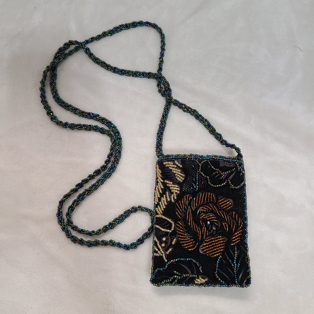 Vintage LaViola Small Black Beaded Purse